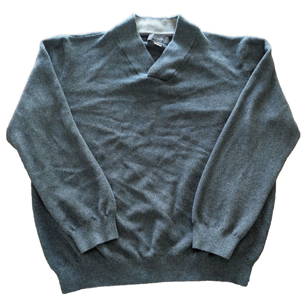 Tasso Elba‎ Mens Long sleeve Pullover V-Neck Gray Sweater
